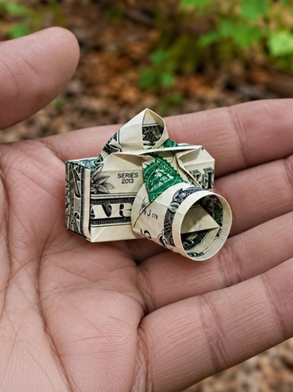 Dollar Origami CAMERA Made with REAL MONEY Handmade Cash Art Gift Idea